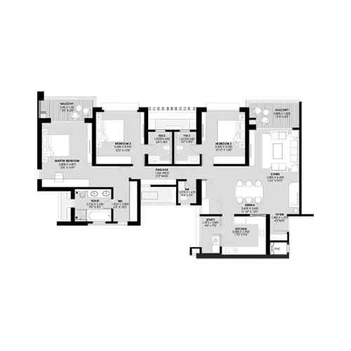 Godrej River Royale Mahalunge 3BHK Floor Plan Image