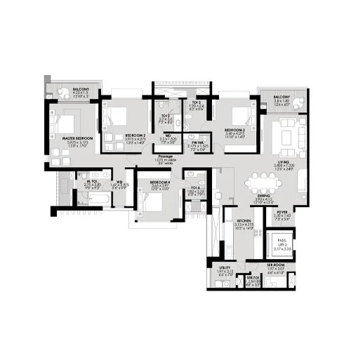 Godrej River Royale Mahalunge 4BHK Floor Plan Image